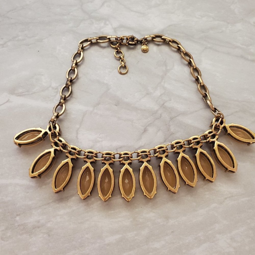 ✨ J.Crew Pink Taupe Jumbo Giant Rhinestones Crystalst Statement Necklace ✨ - Picture 9 of 16